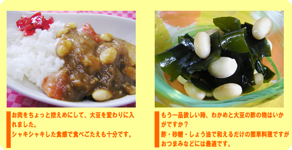 豆を使ったカレー、豆とワカメ